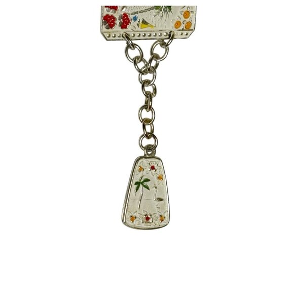 Vintage 1950's Florida Panel Bracelet Painted Enamel Aluminum Statement Japan - Picture 5 of 6